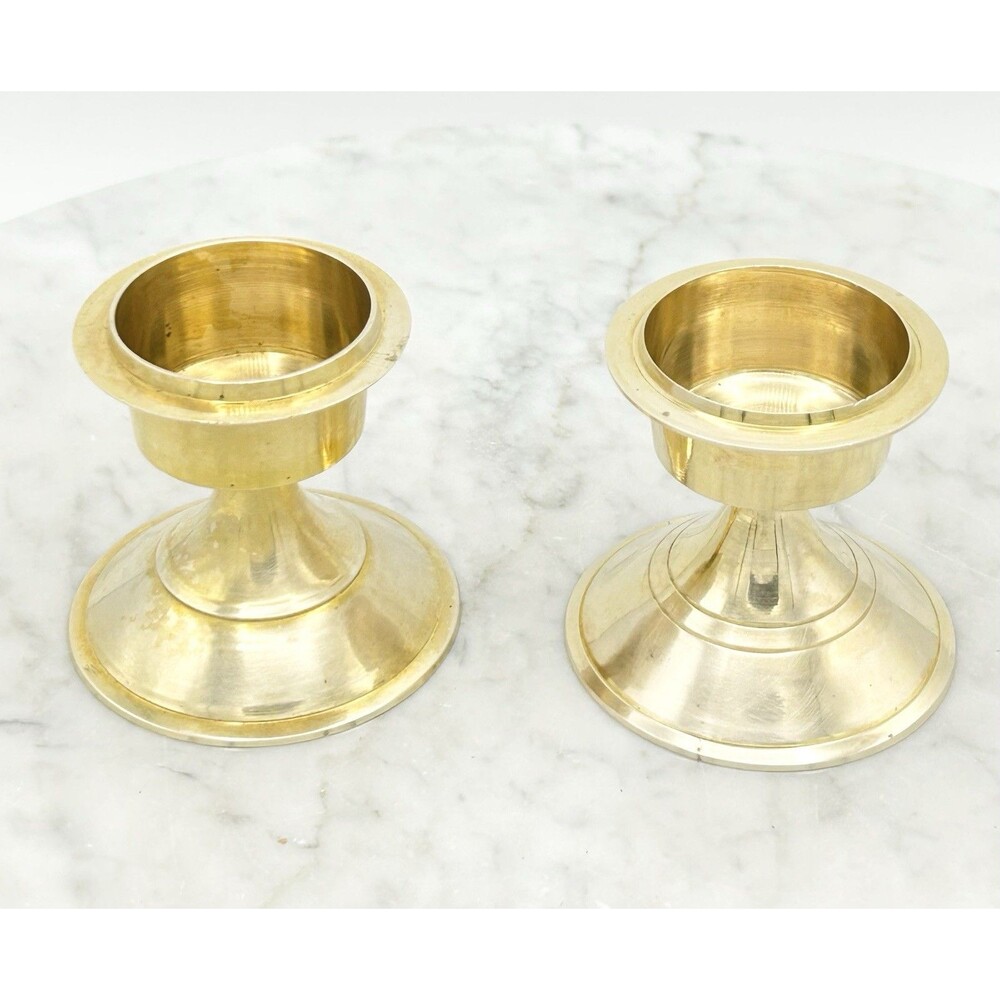 Vintage Pair of Brass Candlesticks Candle Holders Made in India Tealight